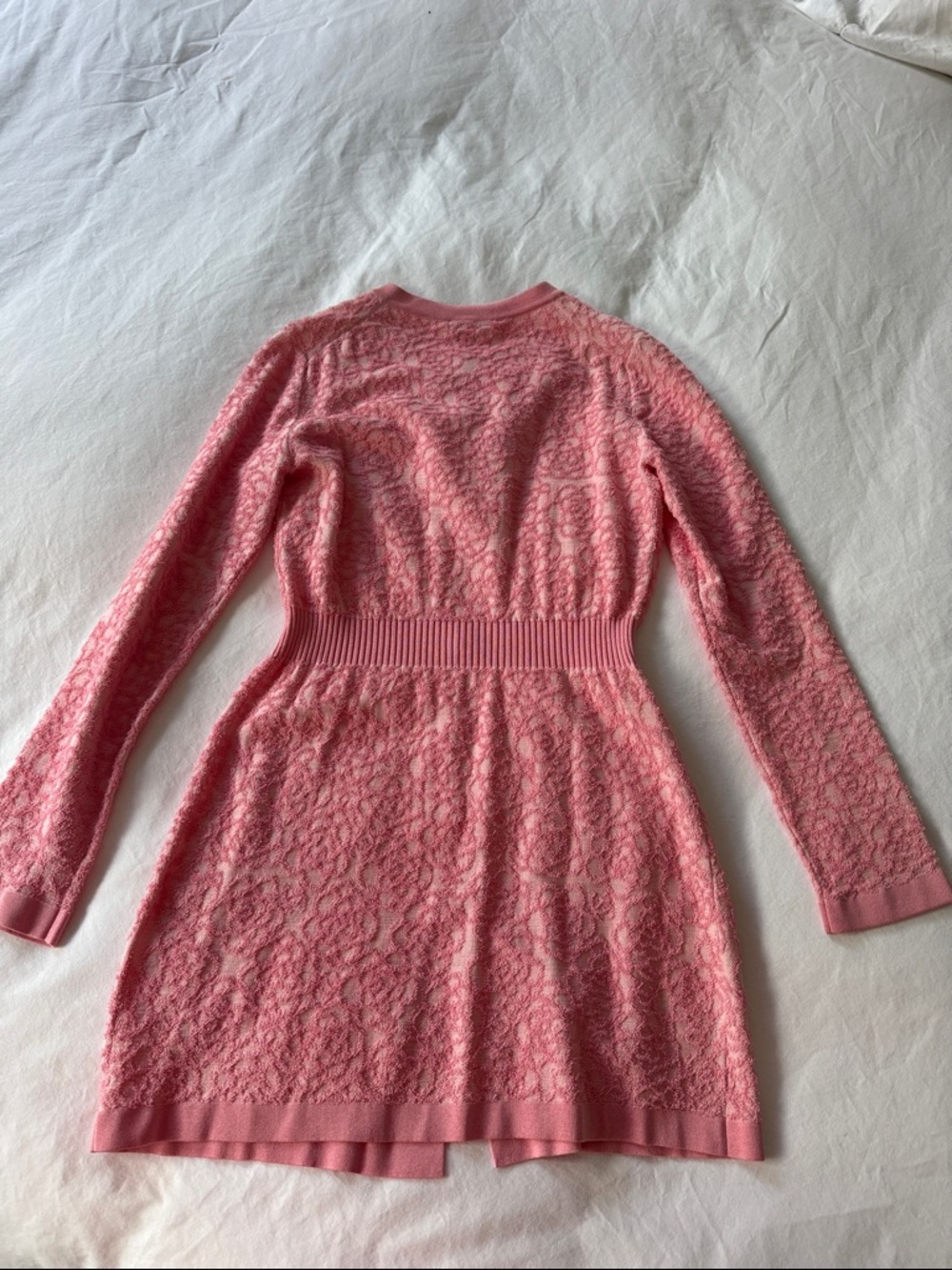CHANEL Pink Lace-Textured Button-Front Knit Dress Cardigan - Picture 10 of 13